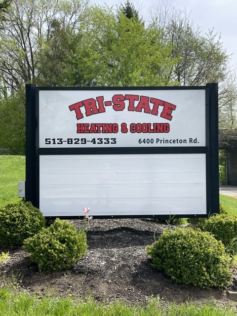 Tri-State Heating & Cooling business sign with phone number